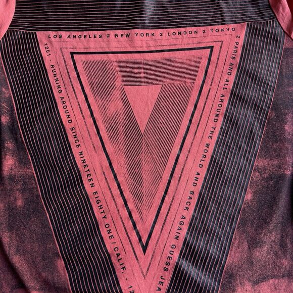 Guess Los Angeles‎ Shirt Mens 2X XXL Red Cotton Short Sleeve Double Sided Y2K - Picture 3 of 12